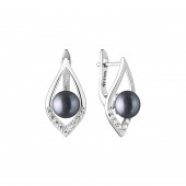 Cercei perle naturale negre argint cu tortita DiAmanti SK21236EL_B-G
